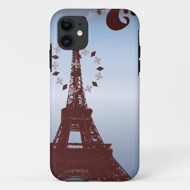 Capa Para iPhone 11 torre elegante de eiffel paris (Verso)