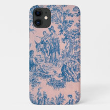 Torre francesa de jouy azul e rosa elegante