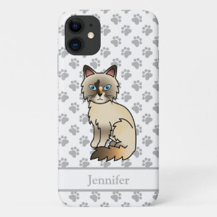 Capa Para iPhone 11 Tortoisesinferno Birman / Ragdoll Gato e Nome