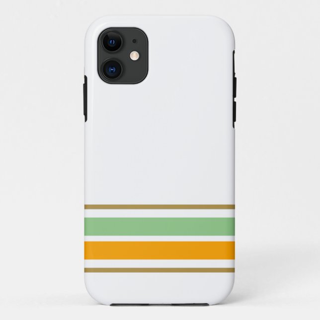 Capa Para iPhone 11 Traços De Borda Amarelo Verde De Sage Em Branco (Verso)