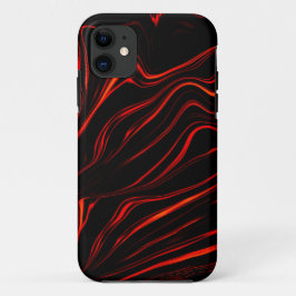 Capa Para iPhone 11 Traços longos vermelhos ondulados sobre fundo pret