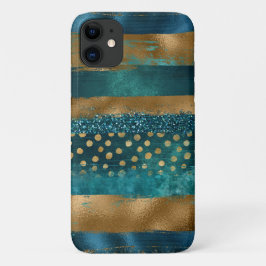 Capa Para iPhone 11 Traços modernos de teia e pincel de ouro