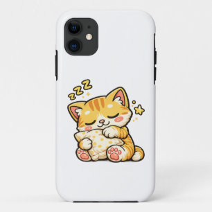 Capa Para iPhone 11 Travesseiro de Gato Sonolento Fofo
