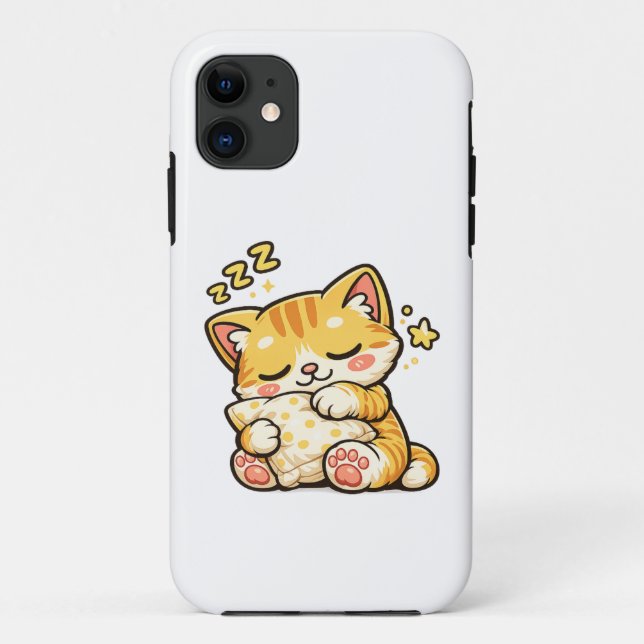 Capa Para iPhone 11 Travesseiro de Gato Sonolento Fofo (Verso)