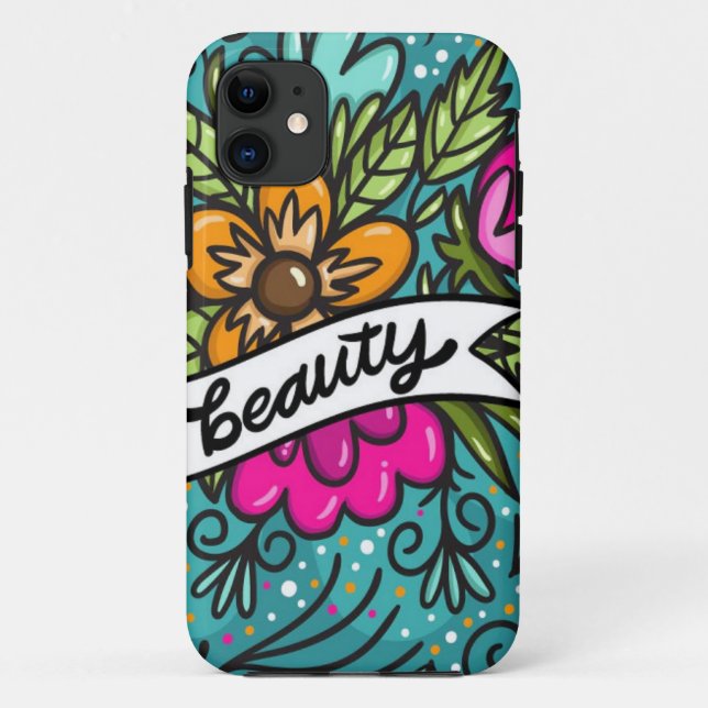 Capa Para iPhone 11 Travesseiro Decorativo Beleza com Flores (Verso)