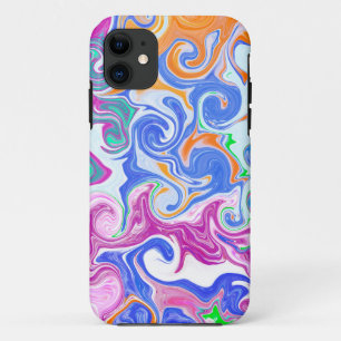 Capa Para iPhone 11 Travesseiro decorativo de Arte Fluida Azul, Laranj