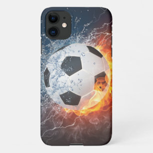 Capa Para iPhone 11 Travesseiro decorativo Flaming de Futebol/Bola de 