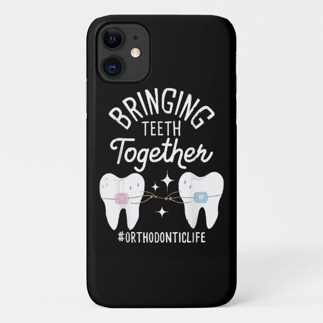 Capa Para iPhone 11 Trazendo Dentes Juntos - Ortodontista  (Verso)
