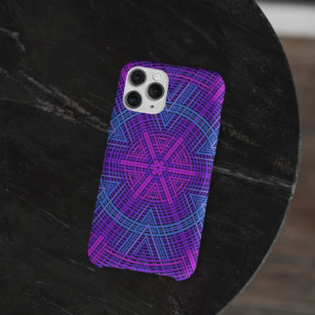 Capa Para iPhone 11 Tremor de mandala roxa rosa e azul (Criador carregado)