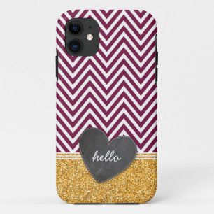 Capa Para iPhone 11 TRENDY chevron chalkboard coração gliton