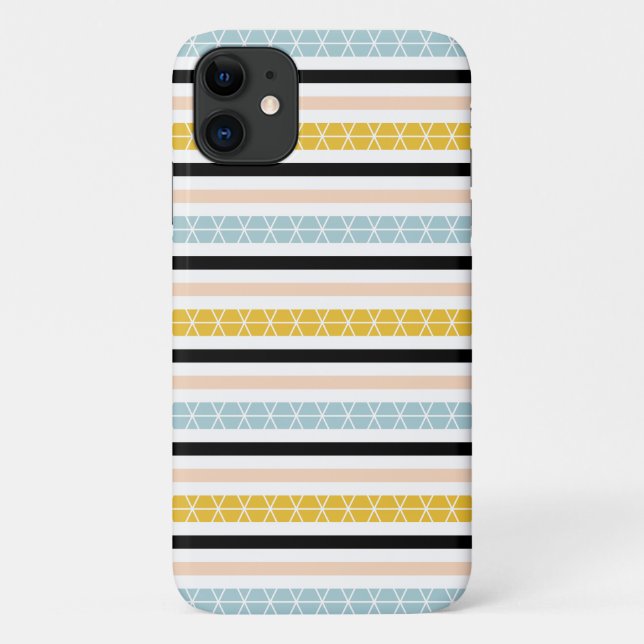 Capa Para iPhone 11 Trendy Geométrico White Black Yellow Stripes Desig (Verso)