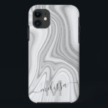 Capa Para iPhone 11 Trendy prata glitter nome de mármore do brilho<br><div class="desc">Trendy prata glitter sparkle marble name monograma iPhone 11 Caso</div>