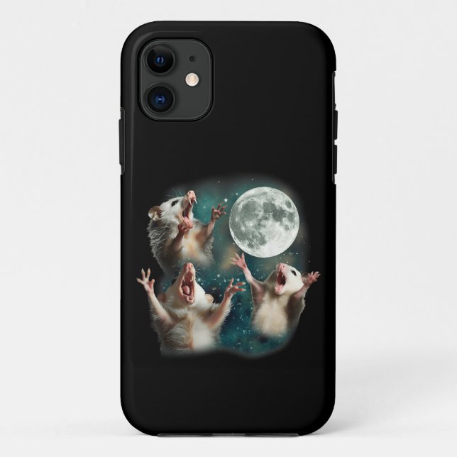 Capa Para iPhone 11 Três Possum Lua 3 Gambá Engraçado Estranho Meme Am (Verso)