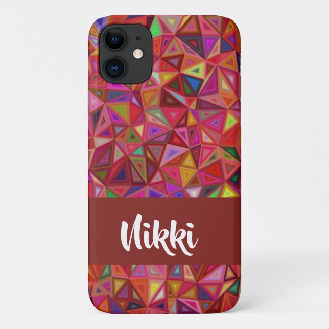 Capa Para iPhone 11 triângulos Abstrato coloridos em (Verso)