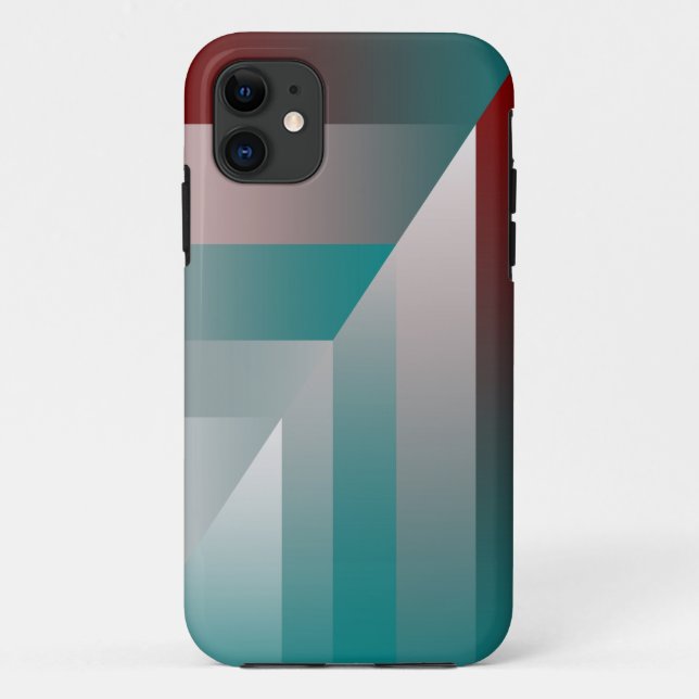 Capa Para iPhone 11 triângulos das cinzas de teal burgundy (Verso)