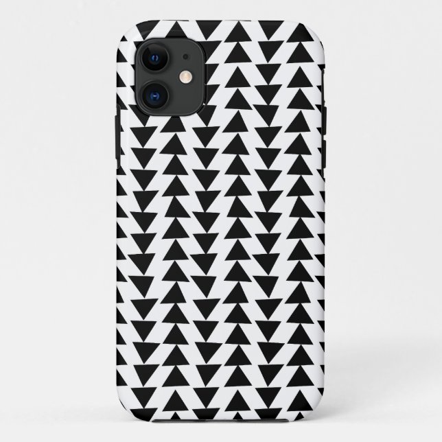 Capa Para iPhone 11 Triângulos Irregulares - Preto em Branco (Verso)