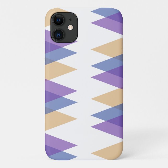 Capa Para iPhone 11 Triângulos roxos, azuis e amarelos (Verso)