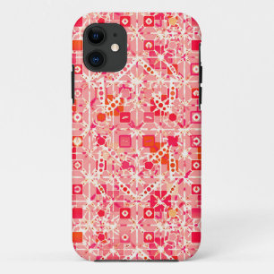 Capa Para iPhone 11 Tribal Batik - rosa-coral, laranja-coral e creme