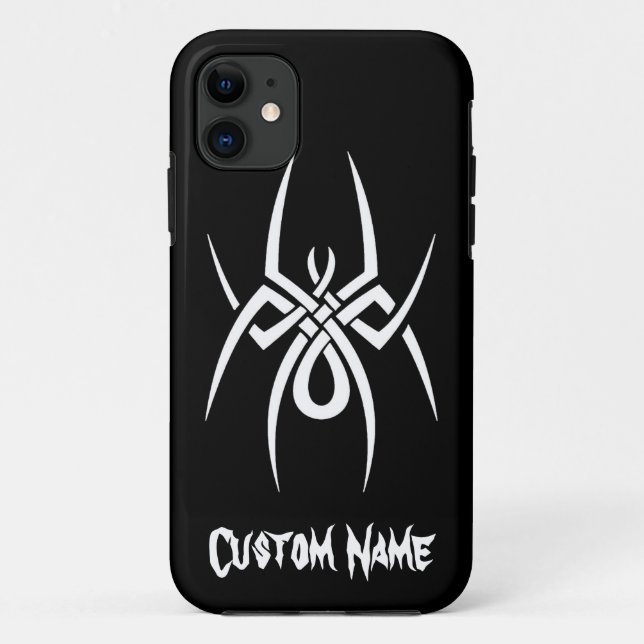 Capa Para iPhone 11 Tribal branco preto clássico elegante simples (Verso)