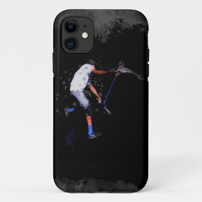 Capa Para iPhone 11 Trick Scooter de Patinação na Sombra Arte (Verso)