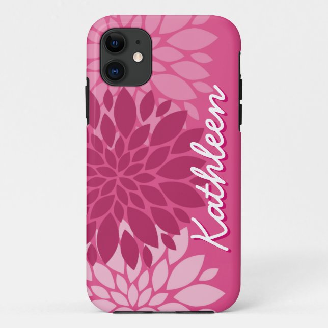 Capa Para iPhone 11 Trilha bonito rosa com nome (Verso)