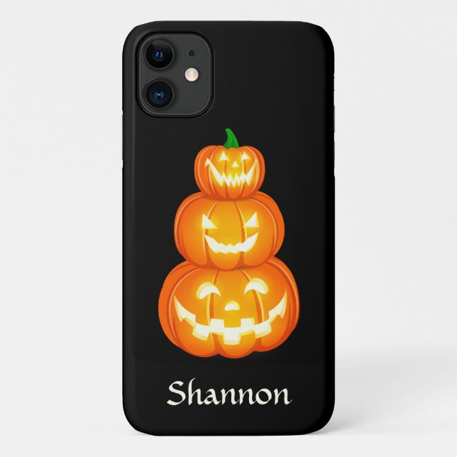 Capa Para iPhone 11 Trio personalizado Jack-o-lanterno Halloween (Verso)
