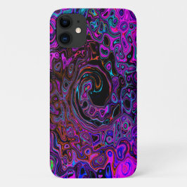 Capa Para iPhone 11 Tripante Preto e Magenta Líquido Remoinho Retro