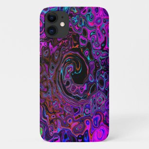 Capa Para iPhone 11 Trippy Black and Magenta Retro Liquid Swirl