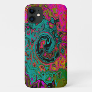 Capa Para iPhone 11 Trippy Turquoise Abstrato Retro Liquid Swirl