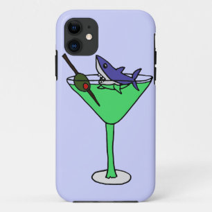 Capa Para iPhone 11 Tubarão engraçado no vidro verde de Martini