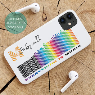Capa Para iPhone 11 Tudo é Música Rainbow Sound Barcode Monograma