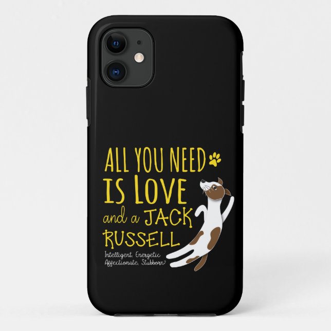 Capa Para iPhone 11 Tudo que você precisa é amor e Jack Russell (Verso)