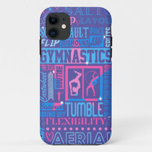 Capa Para iPhone 11 Tudo sobre tipografia de ginástica em rosa e azul