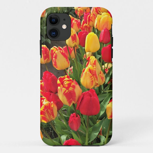 Capa Para iPhone 11 Tulipas Amarelas e Vermelhas (Verso)