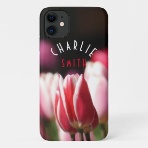 Capa Para iPhone 11 Tulipas brancas e vermelhas (e cor-de-rosa) *Perso