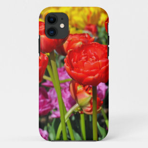 Capa Para iPhone 11 Tulipas duplas vermelhas