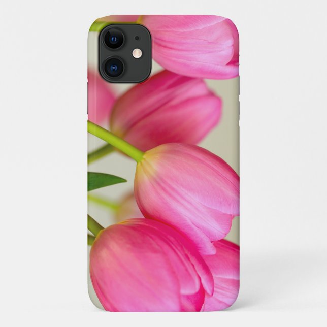 Capa Para iPhone 11 Tulipas Rosa (Verso)