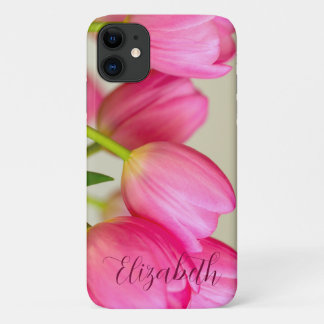 Capa Para iPhone 11 Tulipas Rosa Personalizar