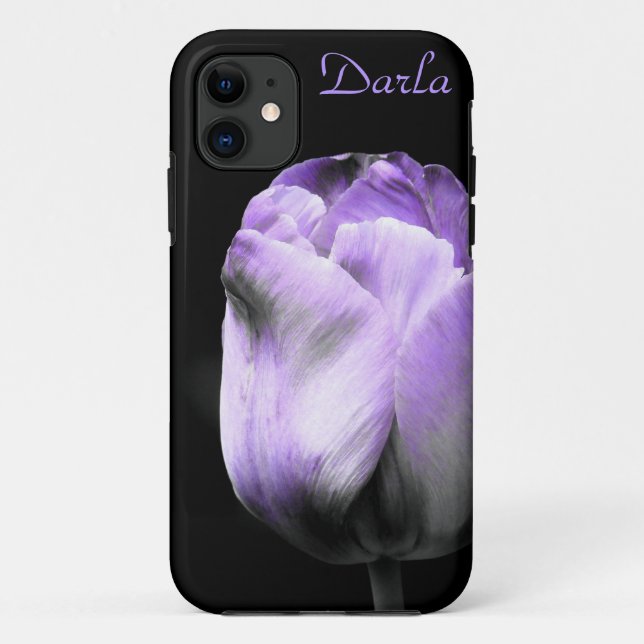 Capa Para iPhone 11 Tulpa Roxa Dramática em Preto *Personalize* (Verso)