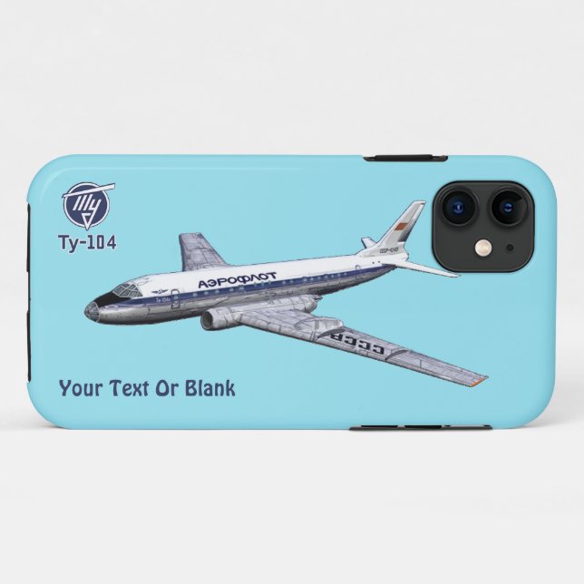 Capa Para iPhone 11 Tupolev soviético (Т у о л е в) Tu-104 (Verso (horizontal))