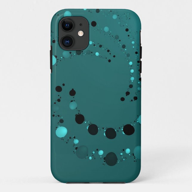 Capa Para iPhone 11 Turbilhão do Teal Polkadot (Verso)