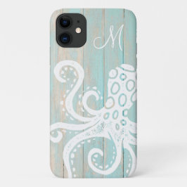 Capa Para iPhone 11 Turquesa Distorcida Pera Praia Octopus Monograma
