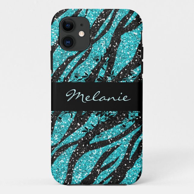 Capa Para iPhone 11 Turquesa e iPhone preto 5 do brilho do impressão (Verso)