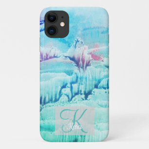 Capa Para iPhone 11 Turquesa Personalizada Azul Menino Monograma