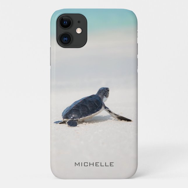 Capa Para iPhone 11 Turtle Beach Jornada Nome Personalizado | Natureza (Verso)