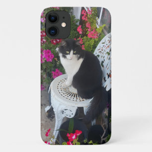 Capa Para iPhone 11 Tuxedo Cat Flowers Bonito Gatos Gatos Cartão de An