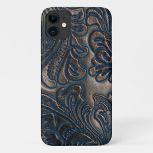 Capa Para iPhone 11 Um Design de couro castanho-escuro, em relevo Vest