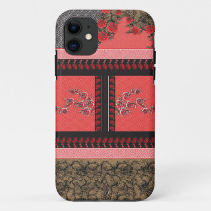 Capa Para iPhone 11 um design de papel de parede vermelho e preto