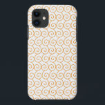 Capa Para iPhone 11 um fundo laranja e branco com espirais<br><div class="desc">Este design representa um padrão sem falhas que apresenta um intrincado design com uma aparência texturizada. A cor dominante neste padrão é uma forma quente de amarelo-alaranjado, dando-lhe um sentimento vibrante e vivo. O padrão consiste em várias formas e linhas dispostas de forma repetitiva, criando uma textura visualmente atraente. O...</div>