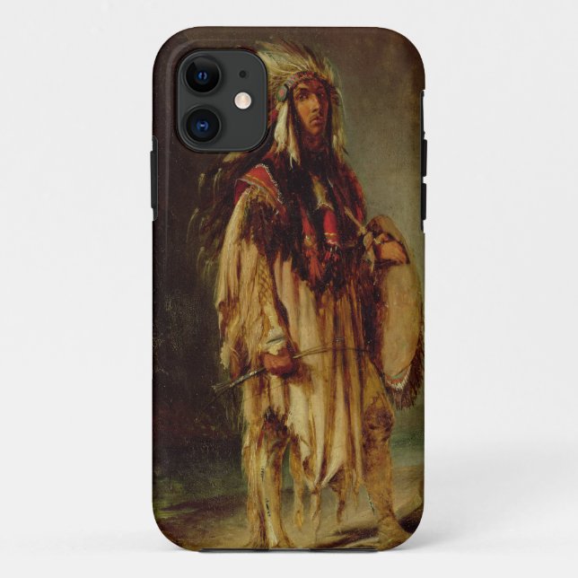 Capa Para iPhone 11 Um índio norte-americano numa paisagem extensa. (Verso)